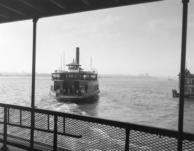 Erie Lackawanna Railroad ferryboat "Binghamton," on the Hudson River on June 10, 1967. The "Binghamton's" normal route was from Hoboken Terminal to Barclay Street in Manhattan. Photograph by Victor Hand. Hand-EL-30-048.JPG