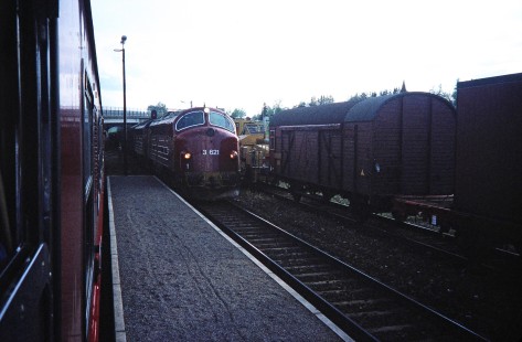Norwegian State Railways trains meet at Snåsa, Nord-Trøndelag, Norway, on June 3, 1996. Photograph by Fred M. Springer, © 2014, Center for Railroad Photography and Art. Springer-So.Africa-NOR-SWE-21-20