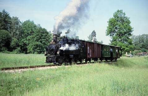 Československé Státní Dráhy (Czech Railways) steam locomotive no. U47-001 pulls a train in Jindris, Czech Republic, on May 30, 1993. Photograph by Fred M. Springer, © 2014, Center for Railroad Photography and Art.Springer-Europe-15-19