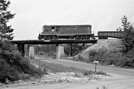 Meridian and Bigbee River Railroad company was reorganized in 1952 as Meridian and Bigbee as it was dieselizing. Here is the first Geep, naturally numbered 1, heading east to Myrtlewood, Alabama, in 1952. Photograph by J. Parker Lamb, © 2016, Center for Railroad Photography and Art. Lamb-02-033-08