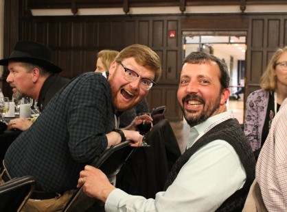 Justin Franz and Scott Lothes during Friday's dinner. Erin Rose photo.