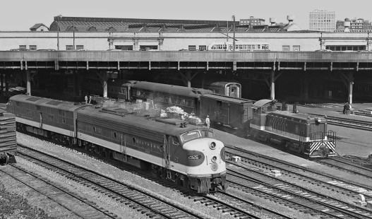 Both the <i>Crescent</i> and the <i>Peach Queen</i> passenger trains have departed Atlanta, Georgia, but the switcher is still busy at Terminal Station as another set of units heads to the ready tracks on October 16, 1954. Photograph by J. Parker Lamb, © 2016, Center for Railroad Photography and Art. Lamb-01-117-01