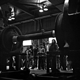 Children from Sheldon Point, Alaska, touring the Alaska Railroad shops, c. 1973. Photograph by Leo King, © 2015, Center for Railroad Photography and Art. King-03-045-008