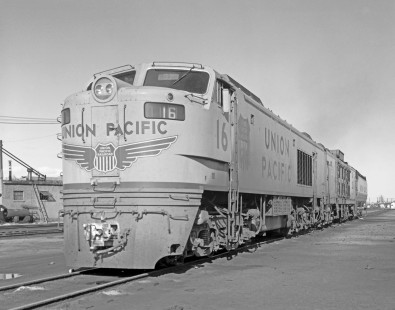 Union Pacific Railroad gas turbine-electric locomotive no. 16 in North Platte, Nebraska, on May 8, 1968. Photograph by Victor Hand. Hand-UP-64-020.JPG
