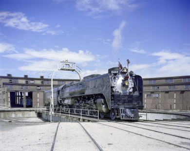 Union Pacific Railroad steam locomotive no. 8444 on turntable at Cheyenne, Wyoming on August 13, 1978. Photograph by Victor Hand. Hand-UP-C64-48.JPG