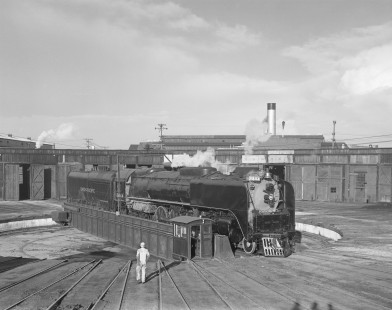 Union Pacific Railroad steam locomotive no. 8444 on turntable in Denver, Colorado, on May 12, 1968. Photograph by Victor Hand. Hand-UP-64-105.JPG
