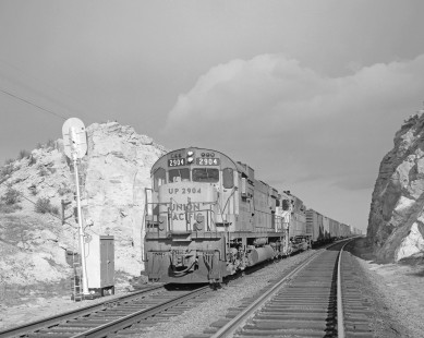 Union Pacific Railroad diesel locomotive no. 2904 hauls a westbound freight train in Harper, Wyoming, on May 11, 1968. Photograph by Victor Hand. Hand-UP-64-075.JPG