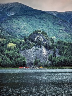 Northbound Canadian Pacific Railway local freight train near Summit Lake, British Columbia, on July 14, 1983. Photograph by John F. Bjorklund, © 2015, Center for Railroad Photography and Art. Bjorklund-38-09-20