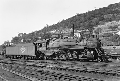 Erie Railroad 2-10-2 steam locomotive no. 4113 at Port Jervis, New York, on August 29, 1947. The engine was a member of the Erie's R-2 class, built by the American Locomotive Company at Schenectady, New York, in 1916. Photograph by Donald W. Furler, © 2017, Center for Railroad Photography and Art, Furler-11-071-02