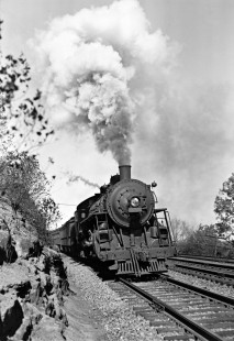 Erie Railroad 4-6-2 steam locomotive no. 2537 with eastbound passenger train no. 138 at Ho-Ho-Kus, New Jersey, on October 15, 1944. Photograph by Donald W. Furler, © 2017, Center for Railroad Photography and Art, Furler-10-106-02