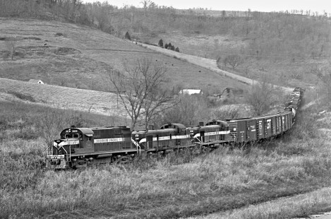 Eastbound Tennessee Central Railway freight train climbs grade at Silver Point, Tennessee, in June 1965. Photograph by J. Parker Lamb, © 2016, Center for Railroad Photography and Art. Lamb-02-024-10