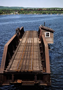 Eastbound Canadian Pacific Railway freight train crossing the Trent River in Trenton, Ontario, on May 26, 1980. Photograph by John F. Bjorklund, © 2015, Center for Railroad Photography and Art. Bjorklund-37-14-19