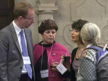 Olaf Haensch, Cindy Angelos, Lina Bertucci, and Bonnie Gruber chat during a break.