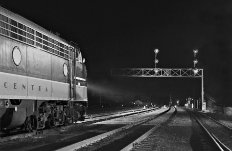Illinois Central Railroad northbound <i>City of Miami</i> passenger train preparing to depart Champaign, Illinois, in August 1959. Photograph by J. Parker Lamb, © 2015, Center for Railroad Photography and Art. Lamb-01-034-01