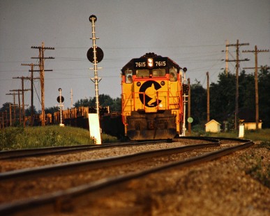 Westbound Baltimore and Ohio Railroad freight train in Sterling, Ohio, on June 24, 1978. Photograph by John F. Bjorklund, © 2015, Center for Railroad Photography and Art. Bjorklund-16-10-18