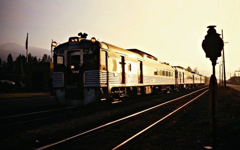 Pacific Great Eastern Railroad passenger train no. 1 in Vancouver, British Columbia, on August 27, 1972. Photograph by John F. Bjorklund, © 2015, Center for Railroad Photography and Art. Bjorklund-18-07-13