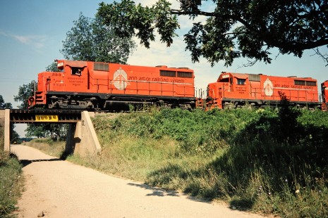 Southbound Ann Arbor Railroad freight train in Oak Grove, Michigan, on August 14, 1982. Photograph by John F. Bjorklund, © 2015, Center for Railroad Photography and Art. Bjorklund-02-26-11