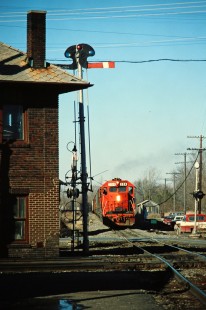 Southbound Ann Arbor Railroad freight train in Milan, Michigan, on December 17, 1978. Photograph by John F. Bjorklund, © 2015, Center for Railroad Photography and Art. Bjorklund-01-28-08