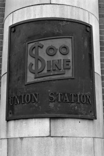Soo Line logo on the closed Duluth Union Station on July 27, 1966. Photograph by Wallace W. Abbey, © 2015, Center for Railroad Photography and Art. Abbey-06-058-13
