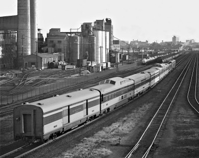 Wabash Railroad southbound <i>Blue Bird</i> passenger train rolling into Decatur, Illinois, at dusk on a summer day in 1960. Photograph by J. Parker Lamb, © 2015, Center for Railroad Photography and Art. Lamb-01-039-06