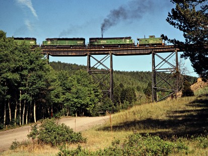Westbound Burlington Northern Railroad freight train in Skyline, Montana, on July 9, 1979. Photograph by John F. Bjorklund, © 2015, Center for Railroad Photography and Art. Bjorklund-10-20-15