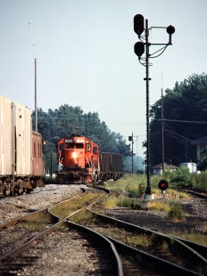 Northbound Ann Arbor Railroad freight train in Diann, Michigan, on July 30, 1977. Photograph by John F. Bjorklund, © 2015, Center for Railroad Photography and Art. Bjorklund-01-25-06