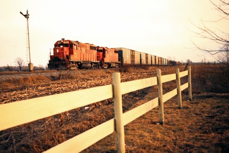 Northbound Ann Arbor Railroad TF5 in Milan, Michigan, on February 1, 1975. Photograph by John F. Bjorklund, © 2015, Center for Railroad Photography and Art. Bjorklund-01-12-17