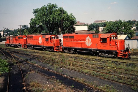 Southbound Ann Arbor Railroad locomotives in Ann Arbor, Michigan, on August 14, 1982. Photograph by John F. Bjorklund, © 2015, Center for Railroad Photography and Art. Bjorklund-03-28-15