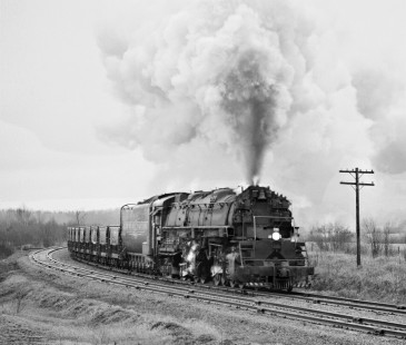 Westbound Duluth, Missabe and Iron Range Railway steam locomotive no. 229 rounds curve west of Munger, Minnesota, on April 24, 1960. Photograph by J. Parker Lamb, © 2015, Center for Railroad Photography and Art. Lamb-01-056-11