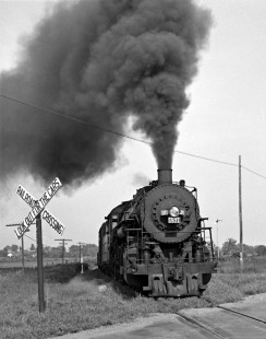 Paducah-bound Illinois Central Railroad steam locomotive no. 1571 leaves Sturgis, Kentucky, in July 1957. Photograph by J. Parker Lamb, © 2015, Center for Railroad Photography and Art. Lamb-01-009-05