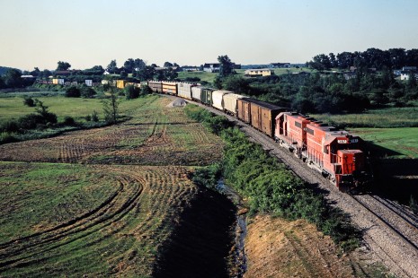 Northbound Ann Arbor Railroad freight train in Urania, Michigan, on June 27, 1981. Photograph by John F. Bjorklund, © 2015, Center for Railroad Photography and Art. Bjorklund-03-26-12