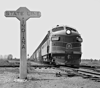 Eastbound Baltimore & Ohio Railroad freight train crosses into Indiana at State Line Tower in Hammond, Indiana, in May 1958. Photograph by J. Parker Lamb, © 2015, Center for Railroad Photography and Art. Lamb-01-064-04