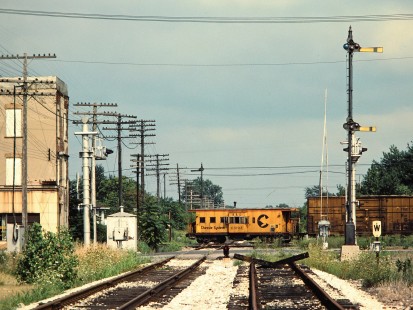 Southbound Baltimore and Ohio Railroad freight train in Lima, Ohio, on August 25, 1981. Photograph by John F. Bjorklund, © 2015, Center for Railroad Photography and Art. Bjorklund-16-20-21