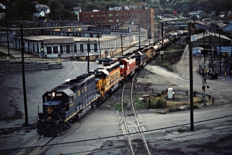 Northbound Baltimore and Ohio Railroad freight train in Butler, Pennsylvania, on September 30, 1981. Photograph by John F. Bjorklund, © 2015, Center for Railroad Photography and Art. Bjorklund-16-21-17