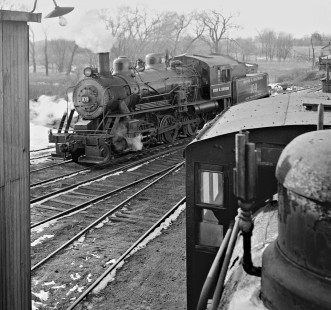 Bevier & Southern Railroad 2-6-0 steam locomotive no. 109 outside the railroad's shop in Bevier, Missouri, in March 1959. Photograph by J. Parker Lamb, © 2015, Center for Railroad Photography and Art. Lamb-01-048-07