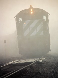 Westbound Burlington Northern Railroad freight train in Rule, Nebraska, on September 26, 1983. Photograph by John F. Bjorklund, © 2015, Center for Railroad Photography and Art. Bjorklund-12-11-17