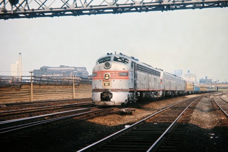 Amtrak passenger train with Burlington Northern (former Burlington Route) equipment in Chicago, Illinois, on July 4, 1971. Photograph by John F. Bjorklund, © 2015, Center for Railroad Photography and Art. Bjorklund-07-06-20