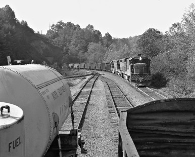 Southbound Clinchfield Railroad coal train exits Vance Tunnel at Altapass, North Carolina, in August 1974. Photograph by J. Parker Lamb, © 2016, Center for Railroad Photography and Art. Lamb-01-089-10