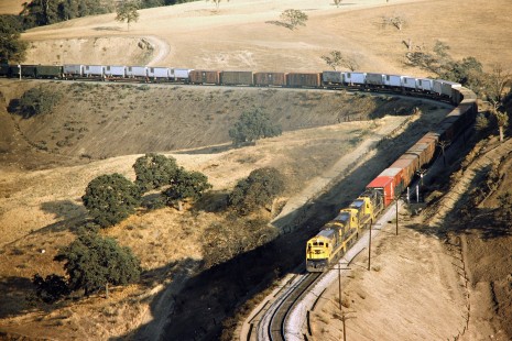 Santa Fe Railway freight train in Bealville, California, on September 29, 1975. Photograph by John F. Bjorklund, © 2015, Center for Railroad Photography and Art. Bjorklund-04-20-19
