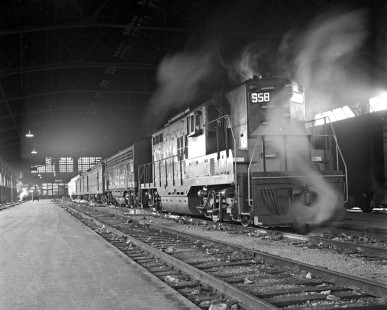 Soo Line eastbound passenger train no. 8 for Sault Ste. Marie, Michigan, prepares to depart Minneapolis, Minnesota, for the last time on March 4, 1960. Photograph by Wallace W. Abbey, © 2015, Center for Railroad Photography and Art. Abbey-04-130-03