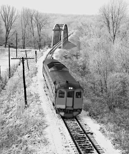 Chicago & Eastern Illinois Railroad northbound <i>Meadowlark</i> passenger train approaching Danville, Illinois, in December 1959.  Photograph by J. Parker Lamb, © 2015, Center for Railroad Photography and Art. Lamb-01-043-04