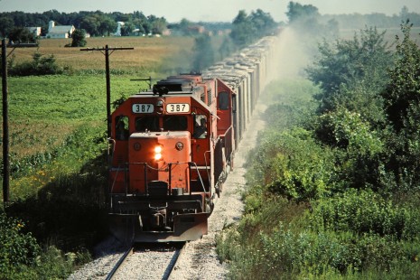 Northbound Ann Arbor Railroad freight train in Lulu, Michigan, on August 20, 1977. Photograph by John F. Bjorklund, © 2015, Center for Railroad Photography and Art. Bjorklund-03-21-06