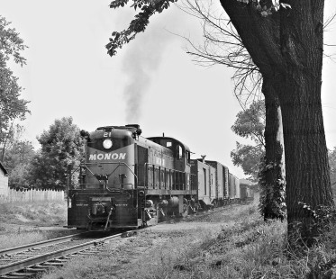 Monon Railroad northbound local freight train switching at Crawfordsville, Indiana, on June 9, 1958. Photograph by J. Parker Lamb, © 2015, Center for Railroad Photography and Art. Lamb-01-046-06