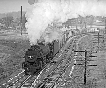 Southbound Illinois Central Railroad <i>Cairo Turn</i> twists through S-curve at Cobden, Illinois, on December 28, 1959. Photograph by J. Parker Lamb, © 2015, Center for Railroad Photography and Art. Lamb-01-030-08