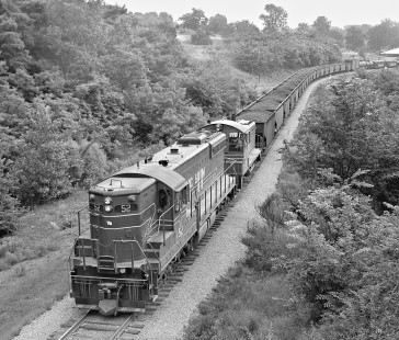 Chicago & Illinois Midland Railway Peoria-bound train, with coal cut for Havana climbs grade at Petersburg, Illinois, in June 1959. Photograph by J. Parker Lamb, © 2015, Center for Railroad Photography and Art. Lamb-01-055-02