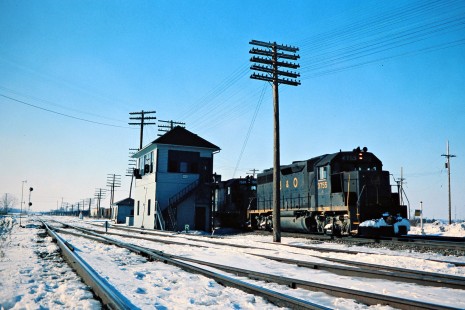 Eastbound Baltimore and Ohio Railroad freight train in Sterling, Ohio, on February 11, 1978. Photograph by John F. Bjorklund, © 2015, Center for Railroad Photography and Art. Bjorklund-16-06-09