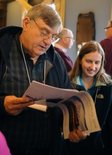 David Oroszi (left) and Emily Moser review the conference program. Center for Railroad Photography and Art. Photograph by Henry A. Koshollek