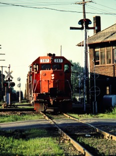 Northbound Ann Arbor Railroad freight train in Milan, Michigan, on June 27, 1981. Photograph by John F. Bjorklund, © 2015, Center for Railroad Photography and Art. Bjorklund-02-09-04