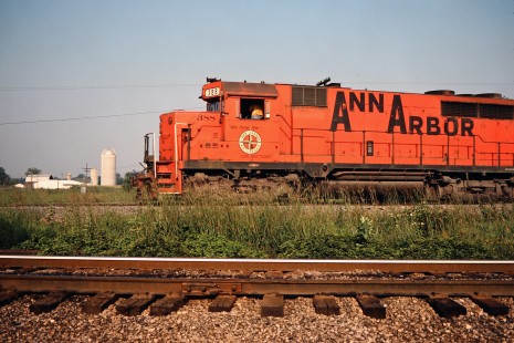 Northbound Ann Arbor Railroad freight train in Diann, Michigan, on July 30, 1977. Photograph by John F. Bjorklund, © 2015, Center for Railroad Photography and Art. Bjorklund-01-25-15