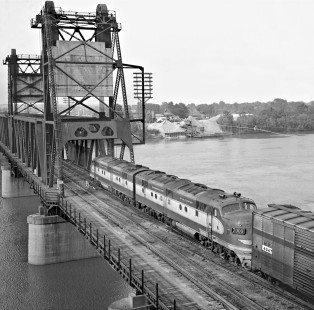 Missouri Pacific Railroad Memphis train no. 220 leaves Little Rock, Arkansas, on June 15, 1960. Photograph by J. Parker Lamb, © 2015, Center for Railroad Photography and Art. Lamb-01-061-08